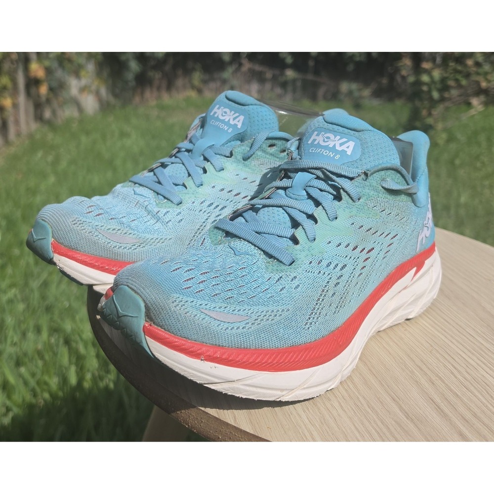 Hoka One One Clifton 8 Women's Running Shoes Aquarelle Blue Size 8.5B